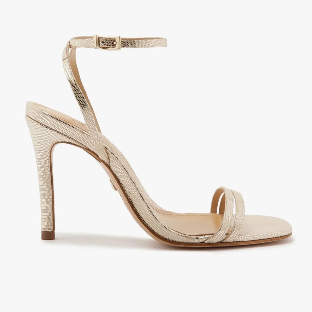 SCHUTZ Al tina shoes Metallic Gold Strappy high Heels Revolve 9